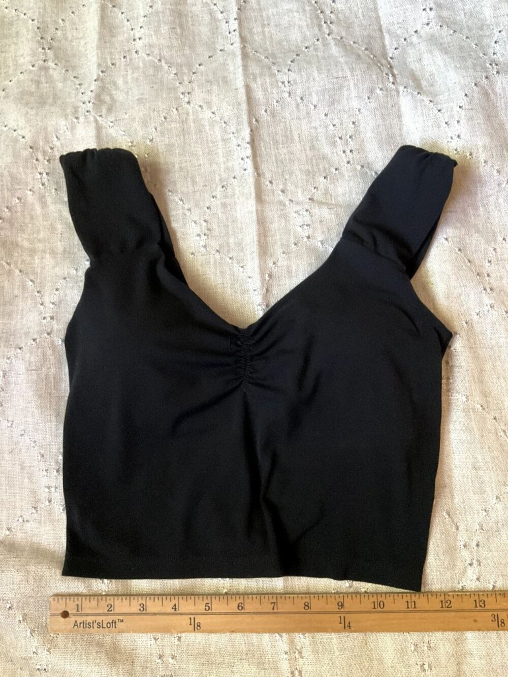 Offline by Aerie Ruched Crop Top Black - Size S